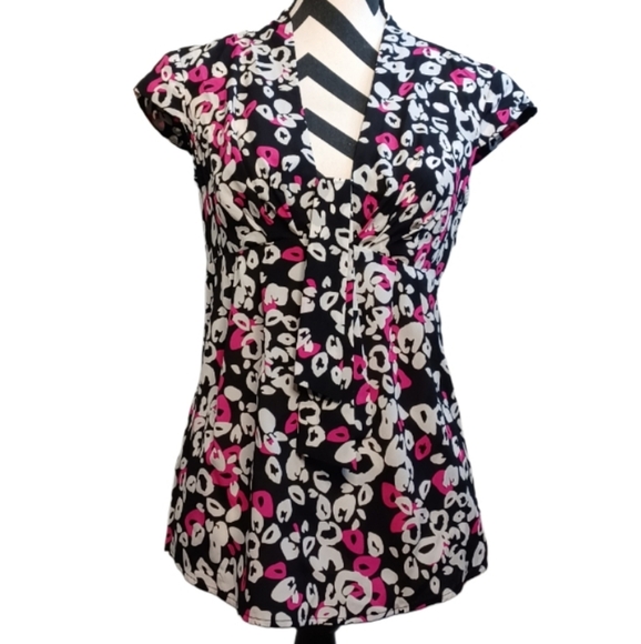 Trina Turk Y2K Babydoll Cap-Sleeve Office Blouse - Picture 2 of 12